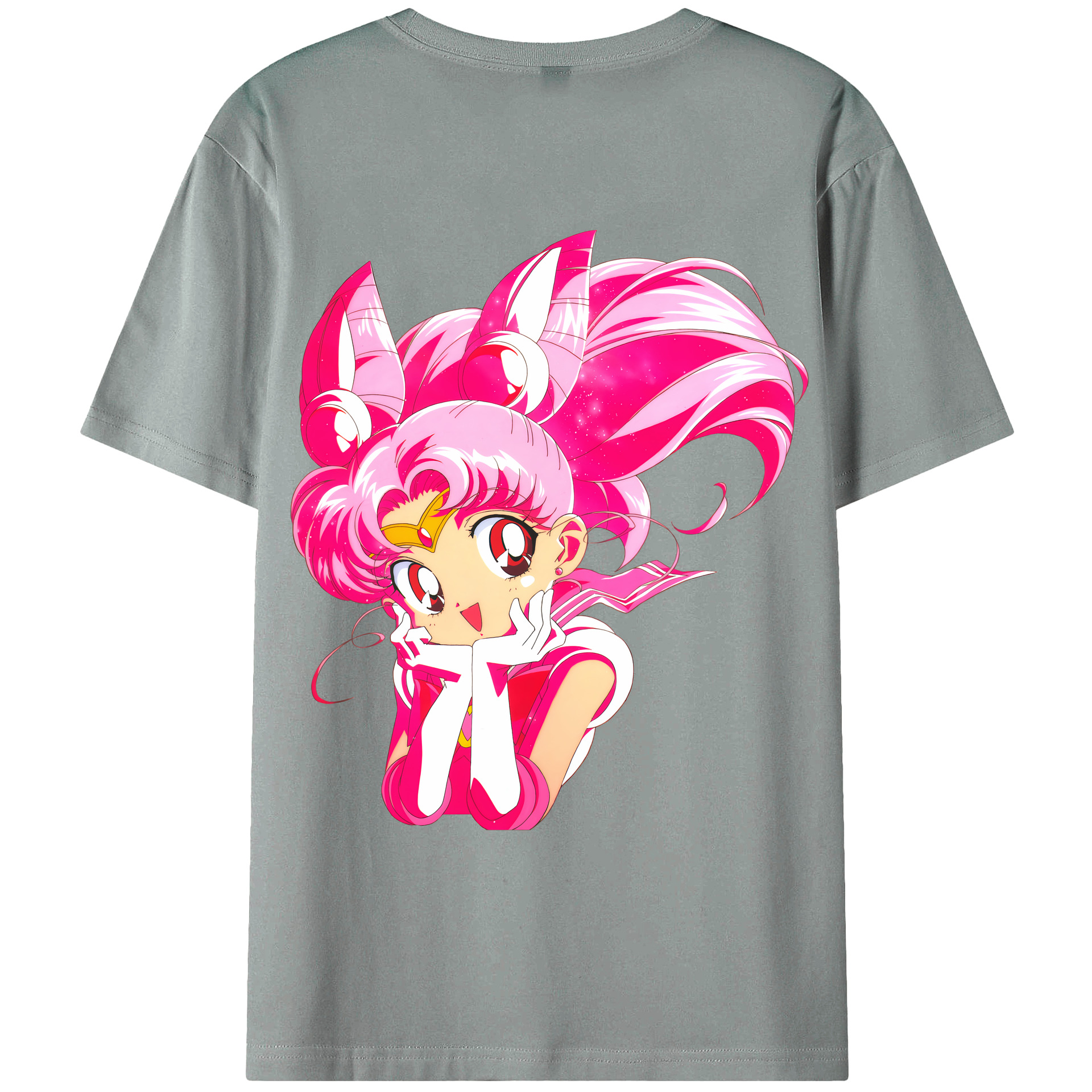 （画像用） 美少女戦士セーラームーン ちびうさ Sailor Moon Chibiusa Tsukino Usagi Small Lady Serenity 綿100％ メンズ半袖Tシャツ（バックプリント） 通気性